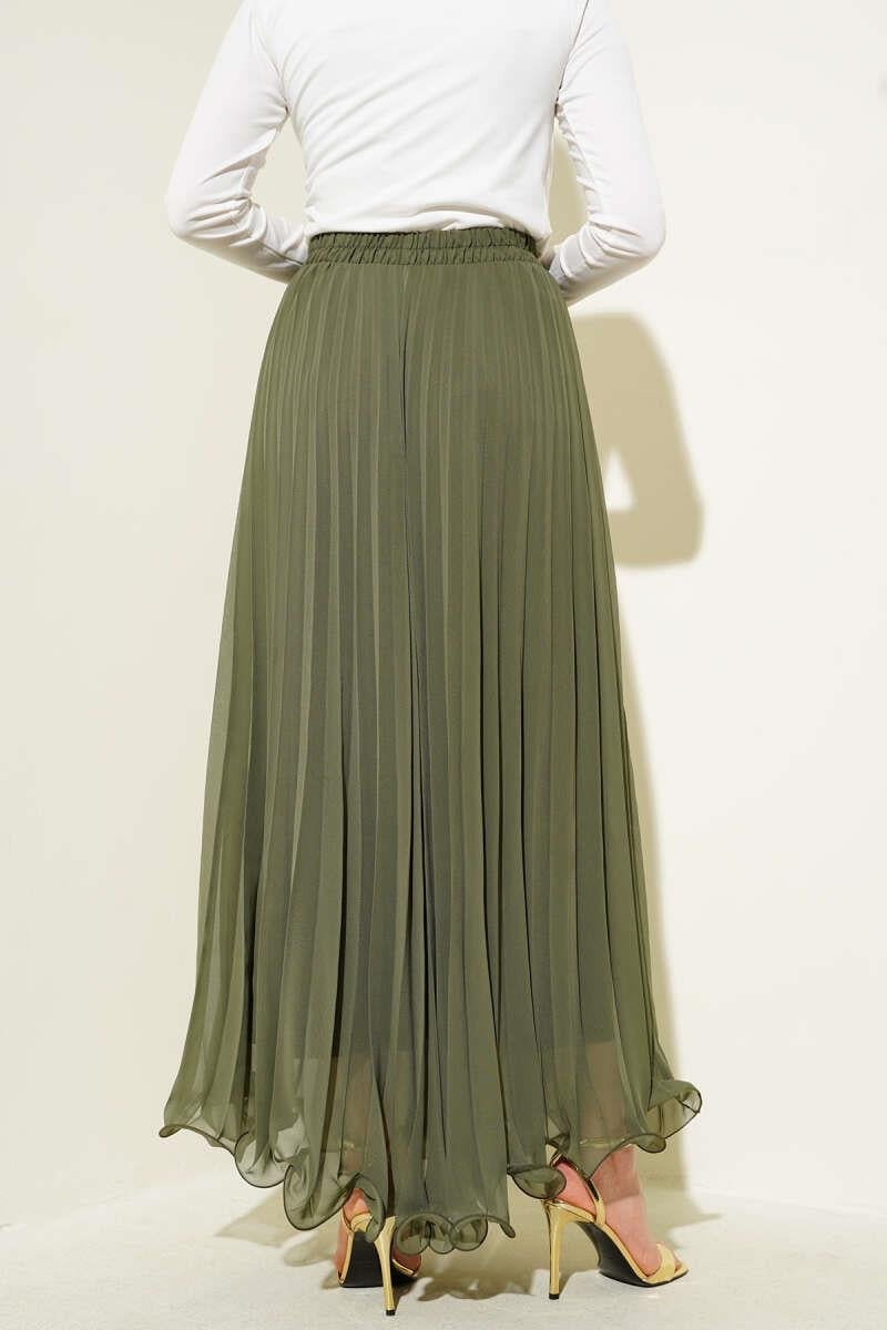 Pleated Ruffle Chiffon Skirt
