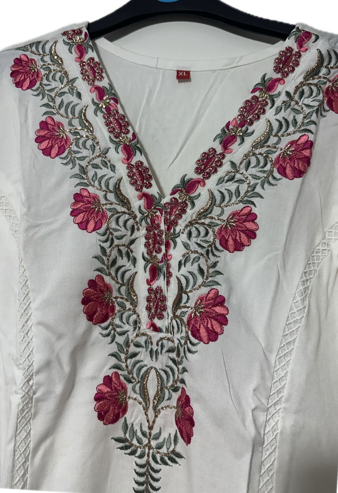 White Resham Work 3-Piece Elegant Suit with Shibori Dupatta