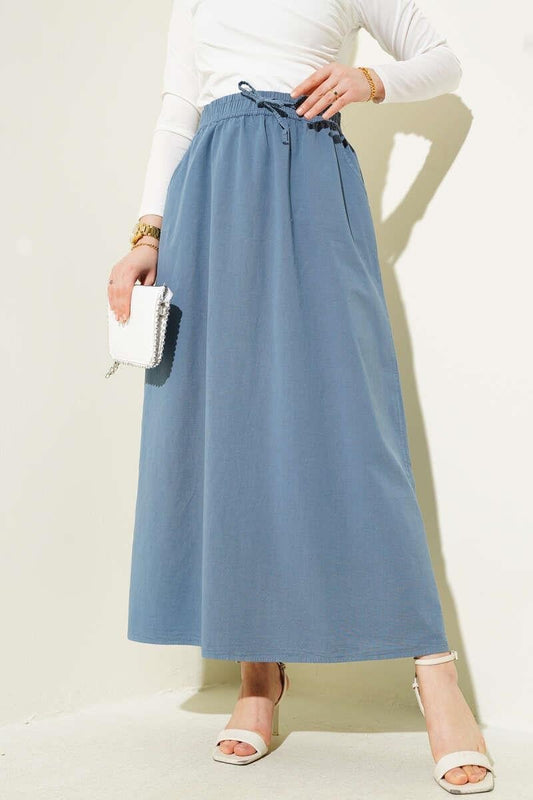 Double Pocket Elastic Waist Skirt