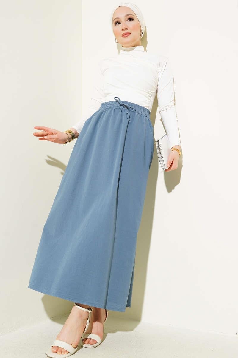 Double Pocket Elastic Waist Skirt
