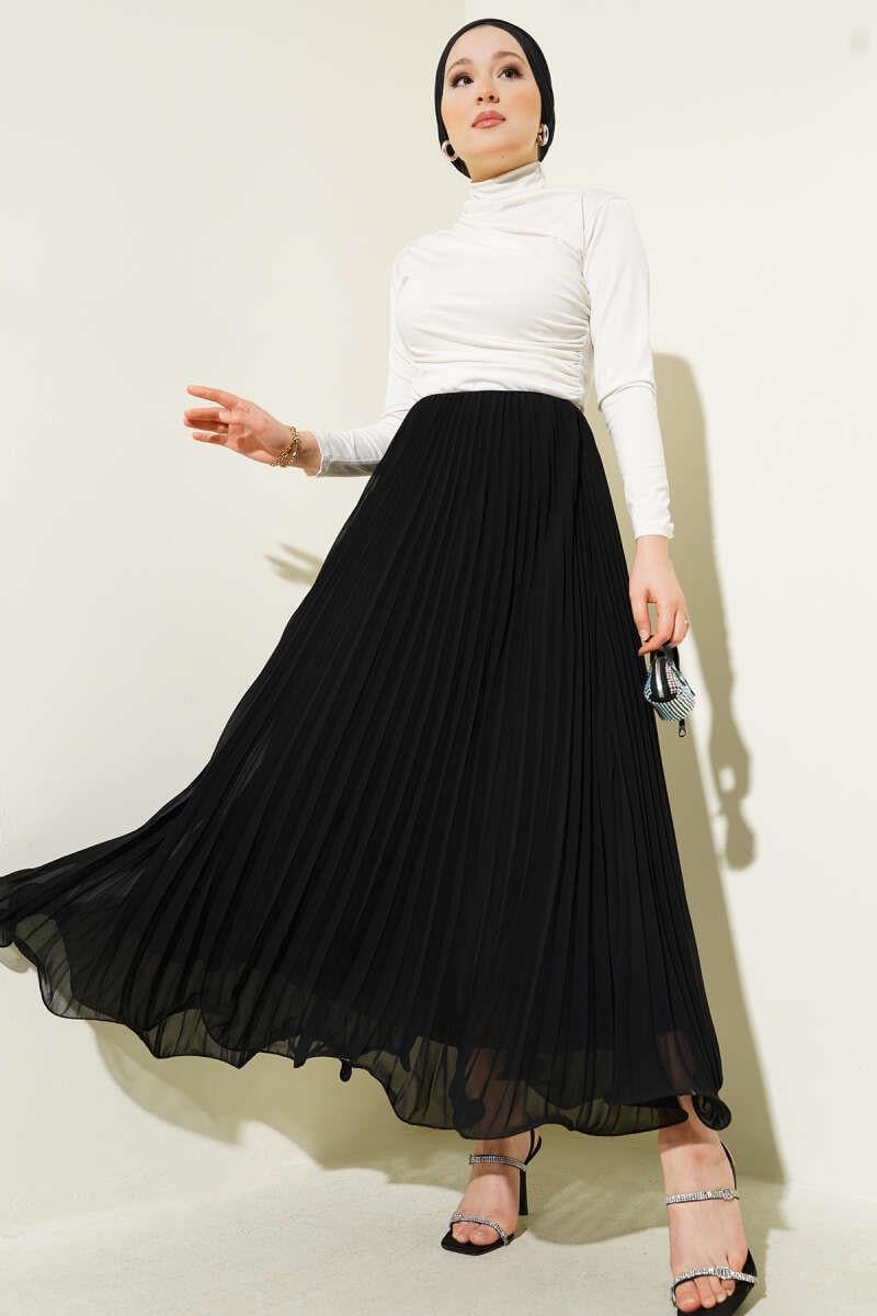 Pleated Ruffle Chiffon Skirt