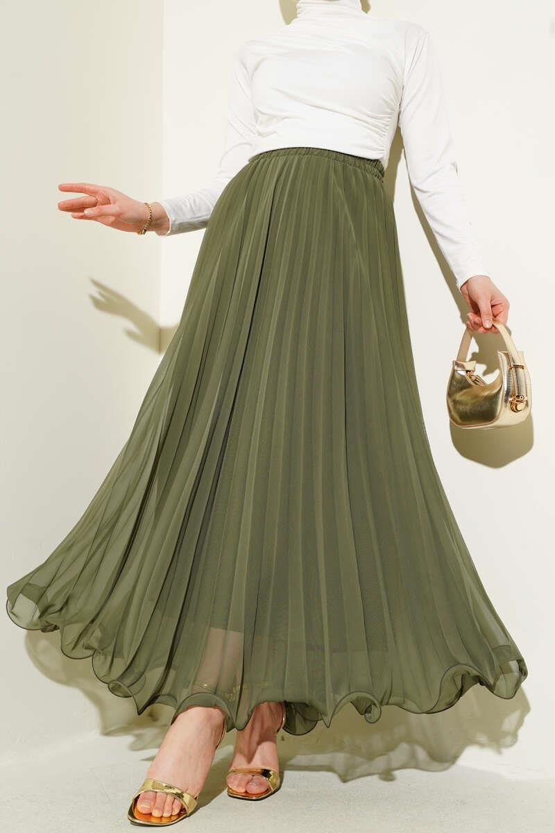 Pleated Ruffle Chiffon Skirt