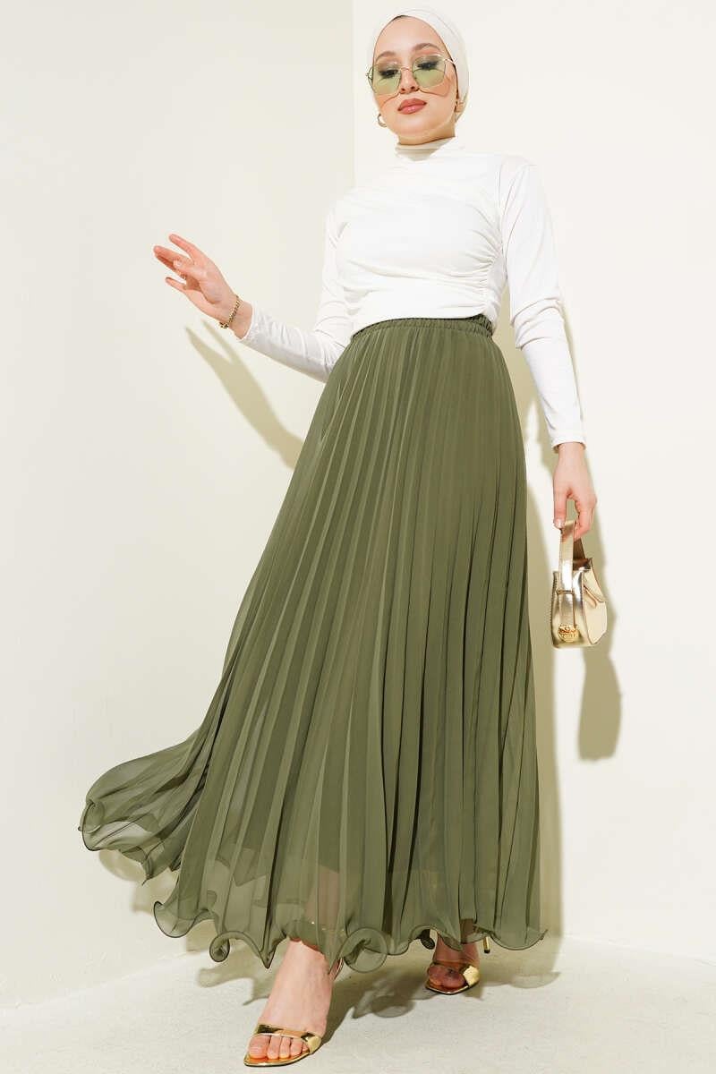 Pleated Ruffle Chiffon Skirt