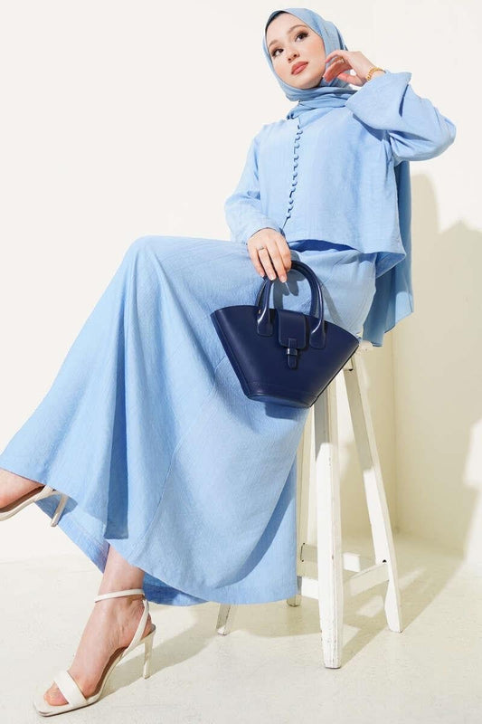 The Brit Buttoned Blouse & Vest 2-Piece Set