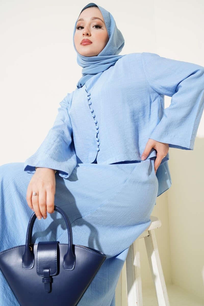 The Brit Buttoned Blouse & Vest 2-Piece Set