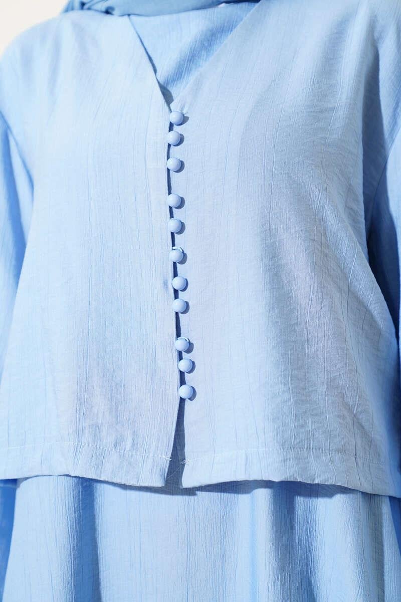 The Brit Buttoned Blouse & Vest 2-Piece Set