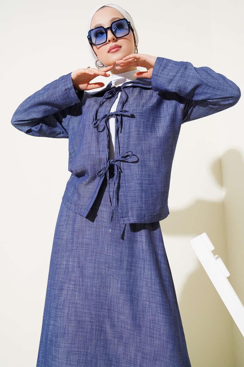 The Front Rope Tied Tencel Skirt 2-Piece Set