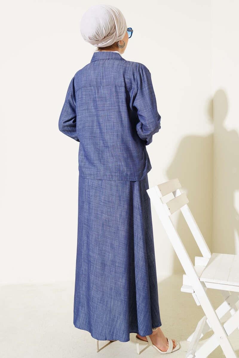 The Front Rope Tied Tencel Skirt 2-Piece Set