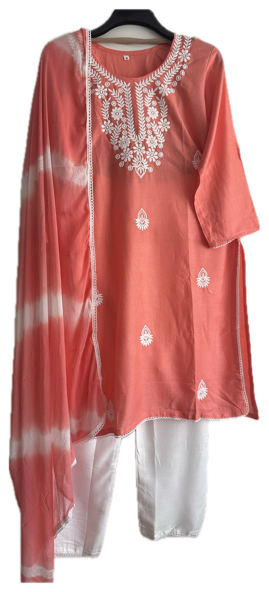Embroidered 3-Piece Suit with Chiffon Dupatta