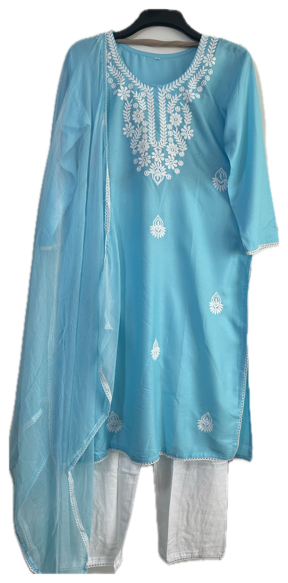 Embroidered 3-Piece Suit with Chiffon Dupatta