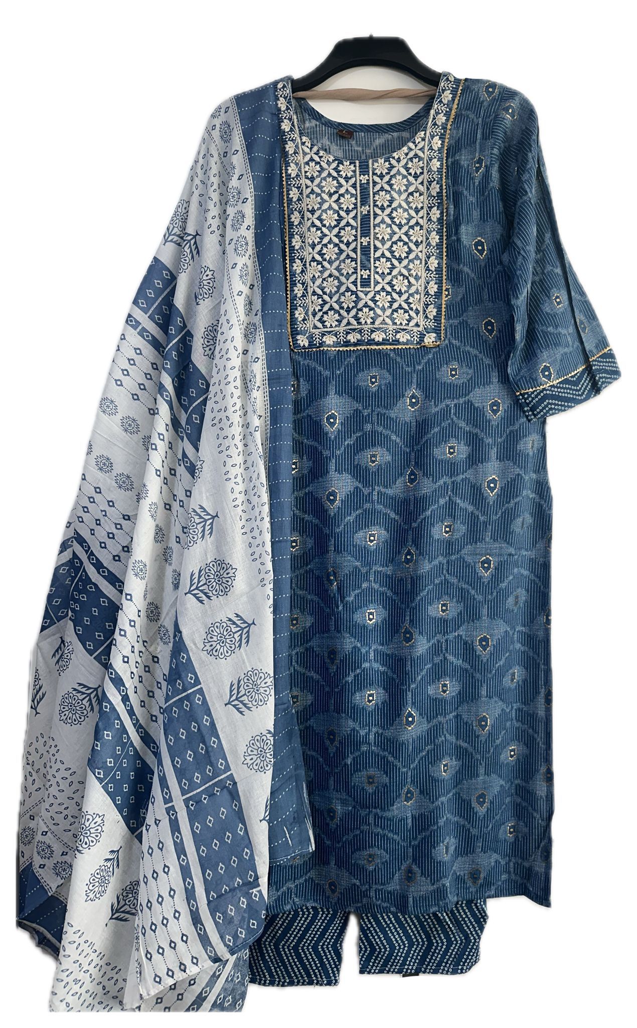 Cotton Printed 3-Piece Suit with Yoke Work & Dupatta