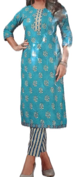 Cotton Printed Suit – Sky Blue