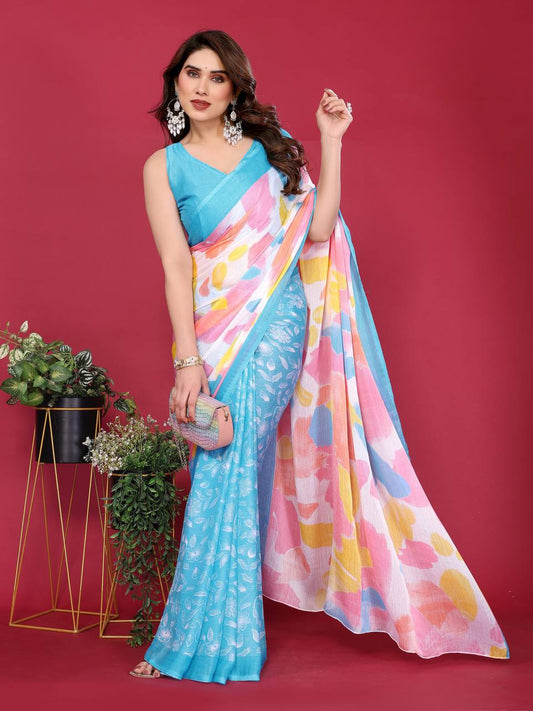 Bindu Moss Chiffon Silk Printed Saree