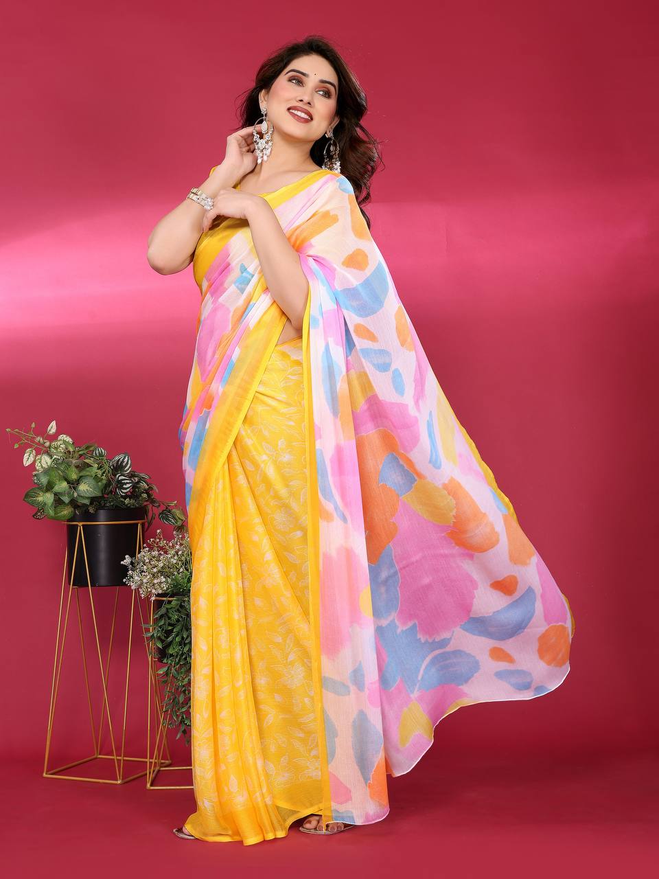Bindu Moss Chiffon Silk Printed Saree